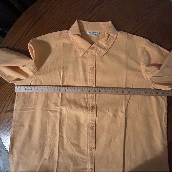NEW NorthStyle Tunic Top 2X Goldenrod Button Front Blouse Cotton Rayon Boxy Fit - Picture 9 of 10